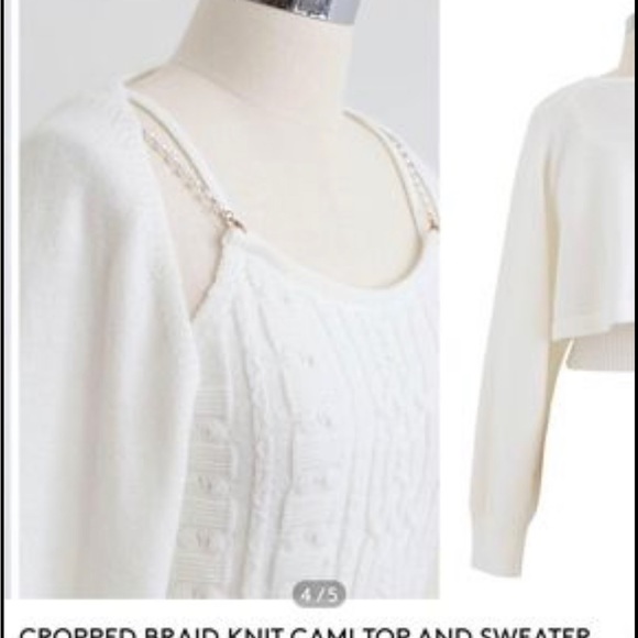Cropped Braid Knit Cami Top and Sweater sleeveless - Picture 3 of 7